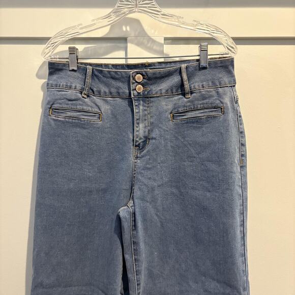 Sidefeel Jeans Womens 12 Light Blue High Rise Straight Leg Double Button Denim - Picture 4 of 13